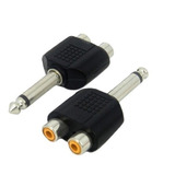 2pçs Adaptador P10mono/2rca Fêmea Níquel