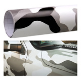 Vinil Automotriz Camuflaje Blanco Gris Negro 60 Cm X 1 Mt