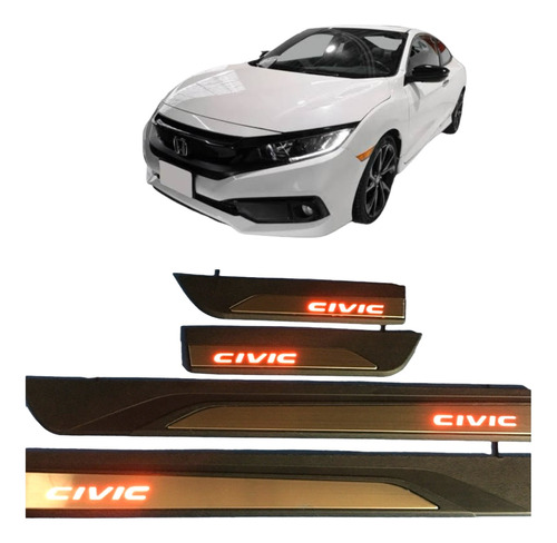 Estribos Iluminados Led Rojo Honda Civic 2016 A 2020