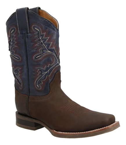 Bota Vaquera Cuatralba Minesota En Piel Cafe/marino Texana