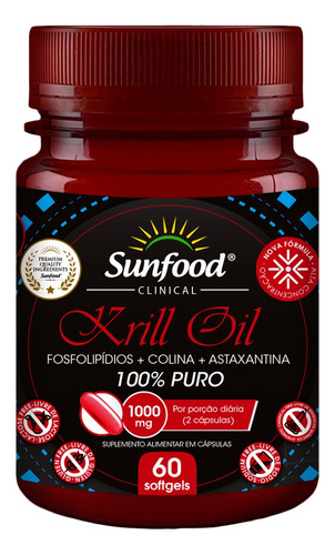 Oléo De Krill 1000mg C/ Colina+astaxantina 60soft Sunfood