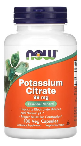 Now Foods Citrato De Potasio 99mg 180 Cápsulas Veganas