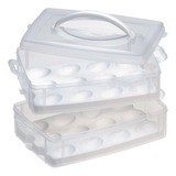 Caja Porta 24 Huevos Para Refrigerador 2 Pisos Seguro Asa