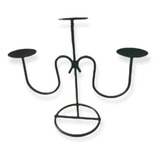 Candelabro De Metal Negro Para 3 Velas