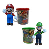  Kit 2 Bonecos - Super Mario E Luigi + Caneca Personalizada