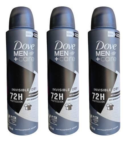 Pack X 3 Desodorante Dove Men Invisible Dry 72 Hora