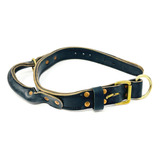 Handmade Double Leather Dog Collar With Handle, Rivetted Eeh
