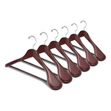 Percha De Madera Anatomica Chocolate Hombro Traje Pack X 40