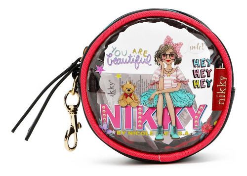 Monedero Circular Estampado Transparente Nikky By Nicole Lee