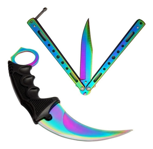 Butterfly + Karambit Cs Go Multi Color Afiadas Tático Top