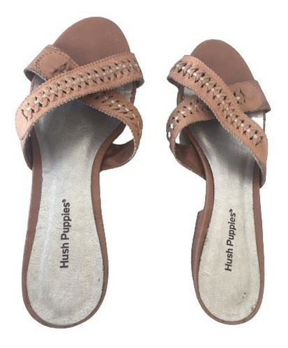 Sandalia Marron Hush Puppies De Cuero, Con Suela De Goma