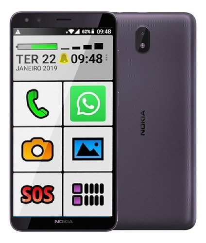 Smartphone Nokia Celular Para Idoso 32gb Capa Película Roxo