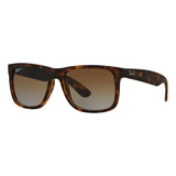 Anteojos De Sol Polarizados Ray-ban Justin Classic Standard Con Marco De Nailon Color Matte Havana, Lente Brown De Policarbonato Degradada, Varilla Tortoise De Nailon - Rb4165