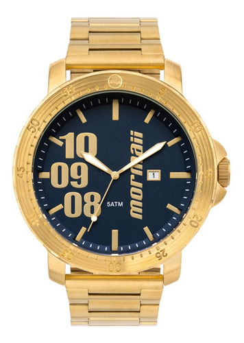 Relógio Mormaii Masculino Dourado Grande Com Calendário +nfe