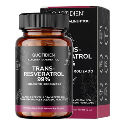 Quotidien | Trans Resveratrol 99% - 100% Puro Con Colágeno Hidrolizado Polvo Y Calcio - Vitaminas Mujer - 60 Cápsulas Veganas Vcaps | MercadoLibre