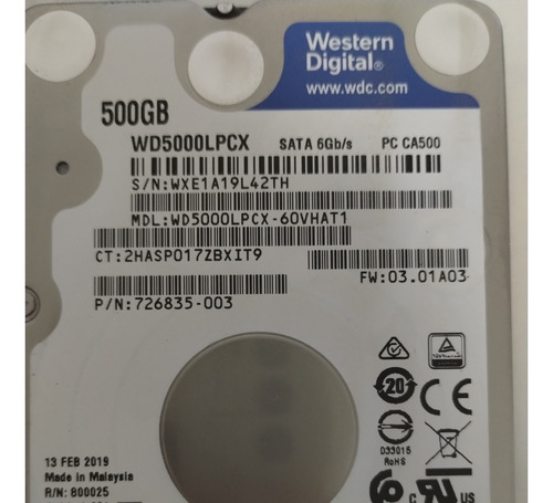 Disco Rigido 500gb Ps3/4 Notebook 2.5  Western Digital Blue