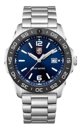 Reloj De Pulsera Luminox Para Hombre Plateado Xs.3123 Color Del Bisel Acero Color Del Fondo Azul