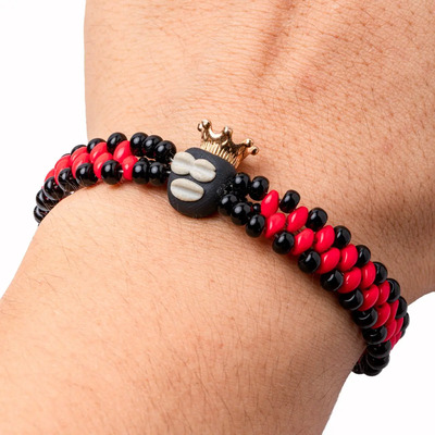 Pulsera Eleggua Arroz Tejida Yoruba Protección Dije Corona | Meses sin interés