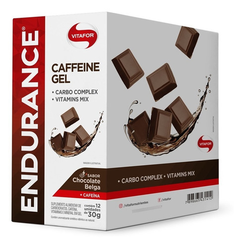 Endurance Caffeine Gel Vitafor - Caixa Com 12 Sachês Cafeína
