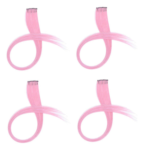 4x Pelucas Colgantes De Tinte De Oreja, Pinzas De Pelo Rosa