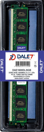Memoria Dale7 Ddr3l 8gb 1600 Mhz Desktop 1.35v Kit 100 Unid