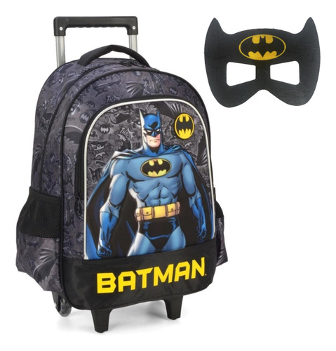 Mochila Escolar De Rodinhas Menino Batman Luxcel C/ Máscara