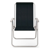 Cadeira De Praia Alta Alumínio Conforto Preto Azul Mor 120kg