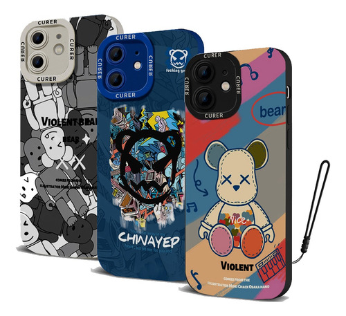 Funda De Silicona Celulares Para iPhone 3 Piezas Minimalista