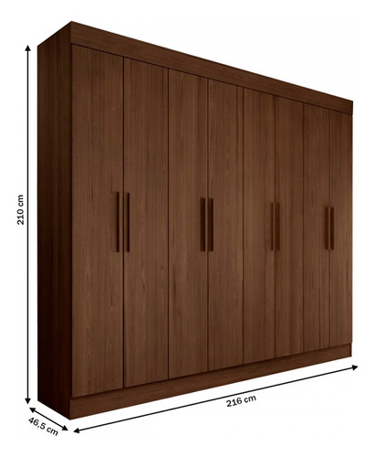 Guarda-roupa Casal Castlewood 8 Portas 4 Gavetas Castanho Hp Cor Marrom