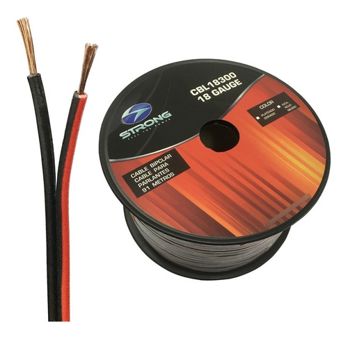 Cable De Parlante Bipolar Strong X 10 Metros Rojo Y Negro