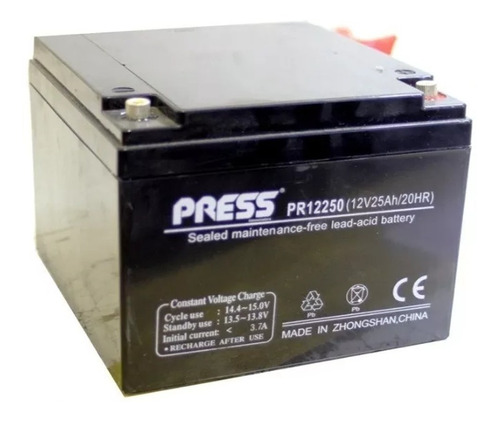 Bateria De Gel Recargable 25 Ampers 12 Volts Marca Press 