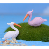8 Mini Flamingos Rosas Miniaturas Terrários Jardim De Fadas 