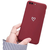 Funda Roja Para iPhone 7/8 Plus Con Diseno De Corazon Bla...