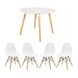 Juego De Comedor Baires4 Baires4 Eames Color Blanco Con 4 Sillas Mesa De 90cm De Largo Máximo X 90cm De Ancho X 75cm De Alto