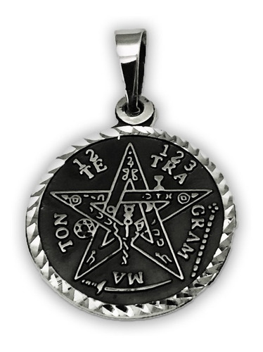 Dije Tetragramaton En Plata Borde Diamantado Cadena Incluida