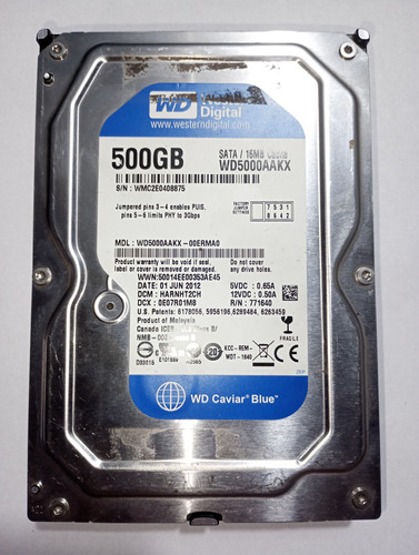 Disco Rígido Int Western Digital Wd Wd5000aakx 500gb Azul