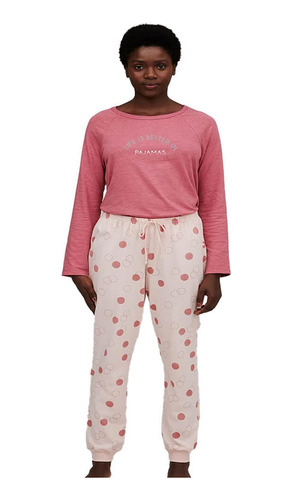 Pijama Longo Feminino Algodão Hering 7byn Rosa