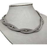 Antiguo Collar En Malla Tejida Plata 900 Eb.pn