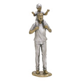 Estatueta Familia Escultura Pai E Filho Decoração Casa Sala