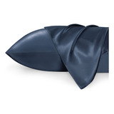 Fundas Para Almohada Queen De Saten Azul Oscuro 50 X 76 Cm