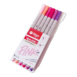 Marcador Filgo Liner 038 Pink X 6 Colores Rosado Microfibras