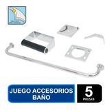 Juego Accesorios Baño 5 Piezas Acero Inoxidable Foset 49255