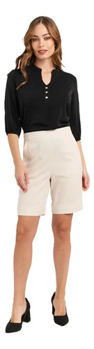 Bermuda Short Vestir Formal Yaeli Fashion Mll4 Beige Mujer