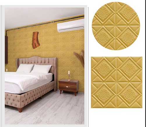 Revestimiento Pared Lamina 3d Exclusivo Rombo Dorado