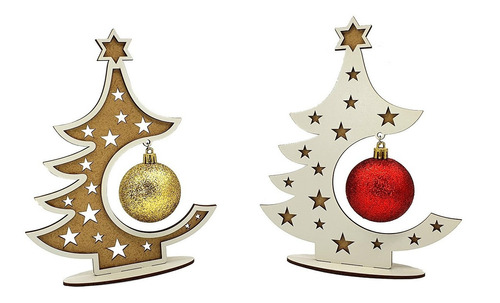 10 Mini Arvores De Natal Mdf Decoração Com Bolas Natalinas 