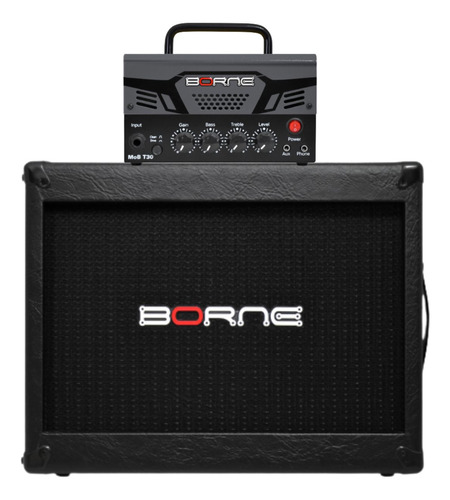 Kit Cabeçote Guitarra Mob T30 30w Cinza + Caixa G112 Borne