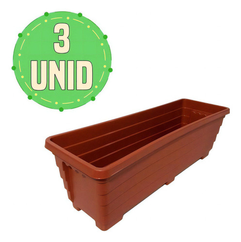 Kit 3 Floreiras De Chão 60cm Jardineiras P/ Plantas E Hortas Cor Terracota