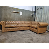 Sillón Esquinero Chesterfield, Capitone, Cuero, Rinconero