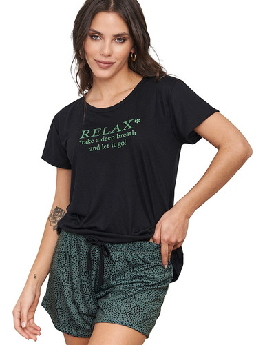 Pijama Jaia 23018e Relax Manga Corta Estamp Talle Especial