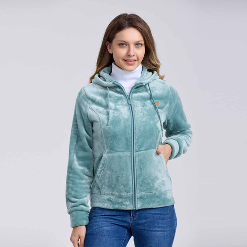 Polar Mujer Básico Full Zipper Verde Agua Fashion's Park